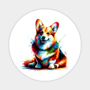 Pembroke Welsh Corgi in Colorful Splash Art Style Magnet